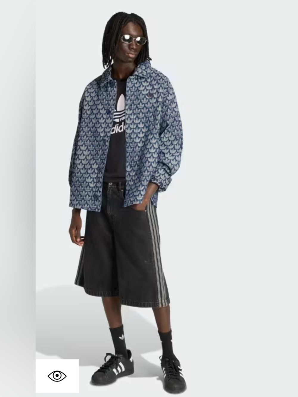 adidas Original Denim Monogrammed Jacquard Lightweight Shirt / Jacket